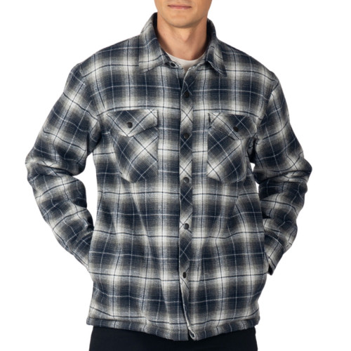 Alpine Swiss Mens Henry Quilted Flannel Jacket Warm Plaid Shacket